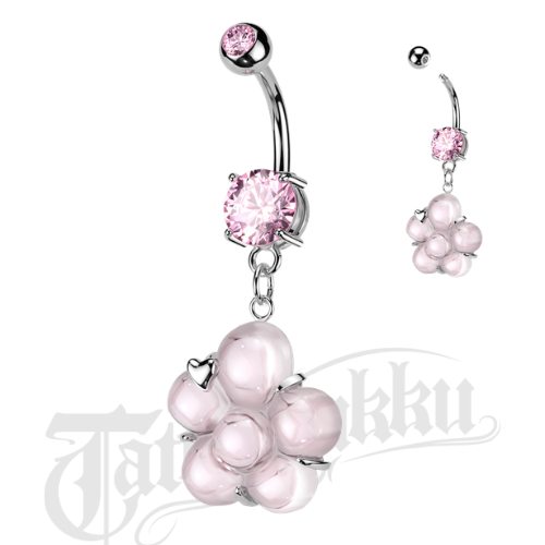 Kukkariipuksellinen napakoru &ndash; vaaleanpunainen CZ &ndash; 316L