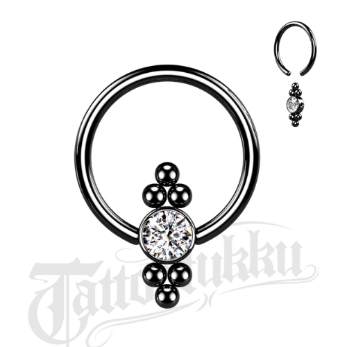 Captive Bead Ring - Klusterikoriste (Musta)