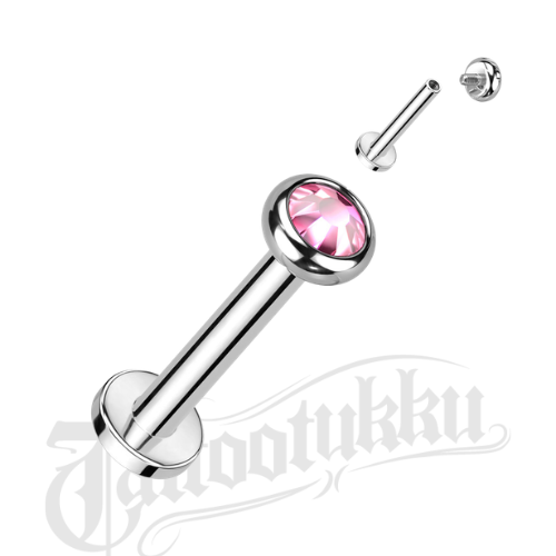 Titanium Bezel Crystal Labret &ndash; roosa